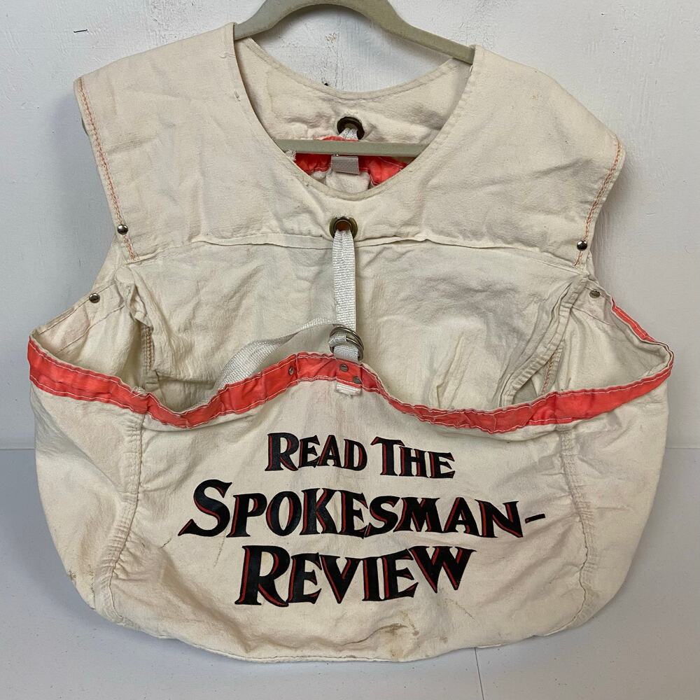 Rare Vtg Spokesman Review Newspaper Carrier Paper Boy 2-sided Bag 70's-80's